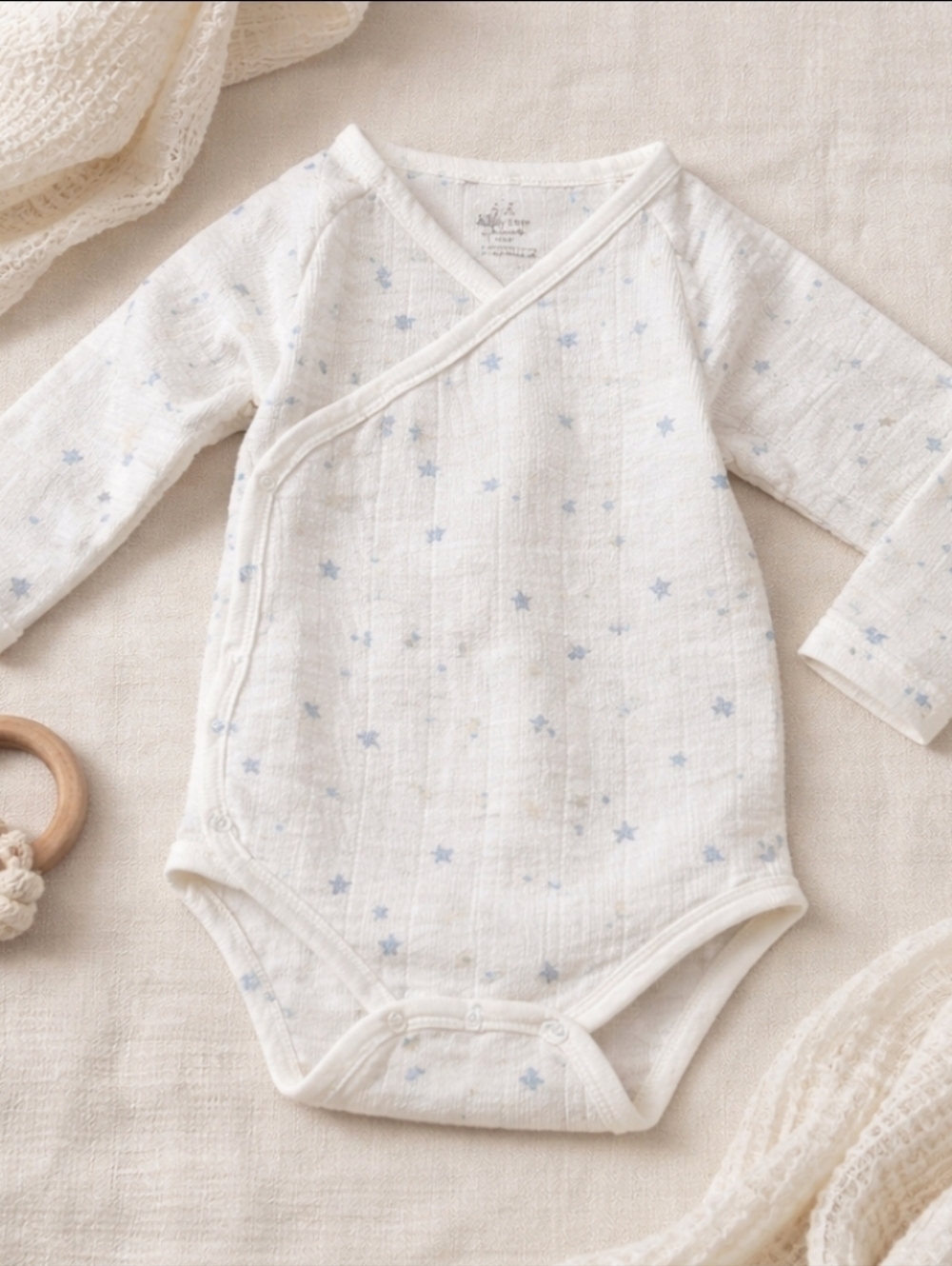 Aden + Anais Muslin Kimono Bodysuit 6–9M Night Sky Stars NWT Soft Neutral Baby
